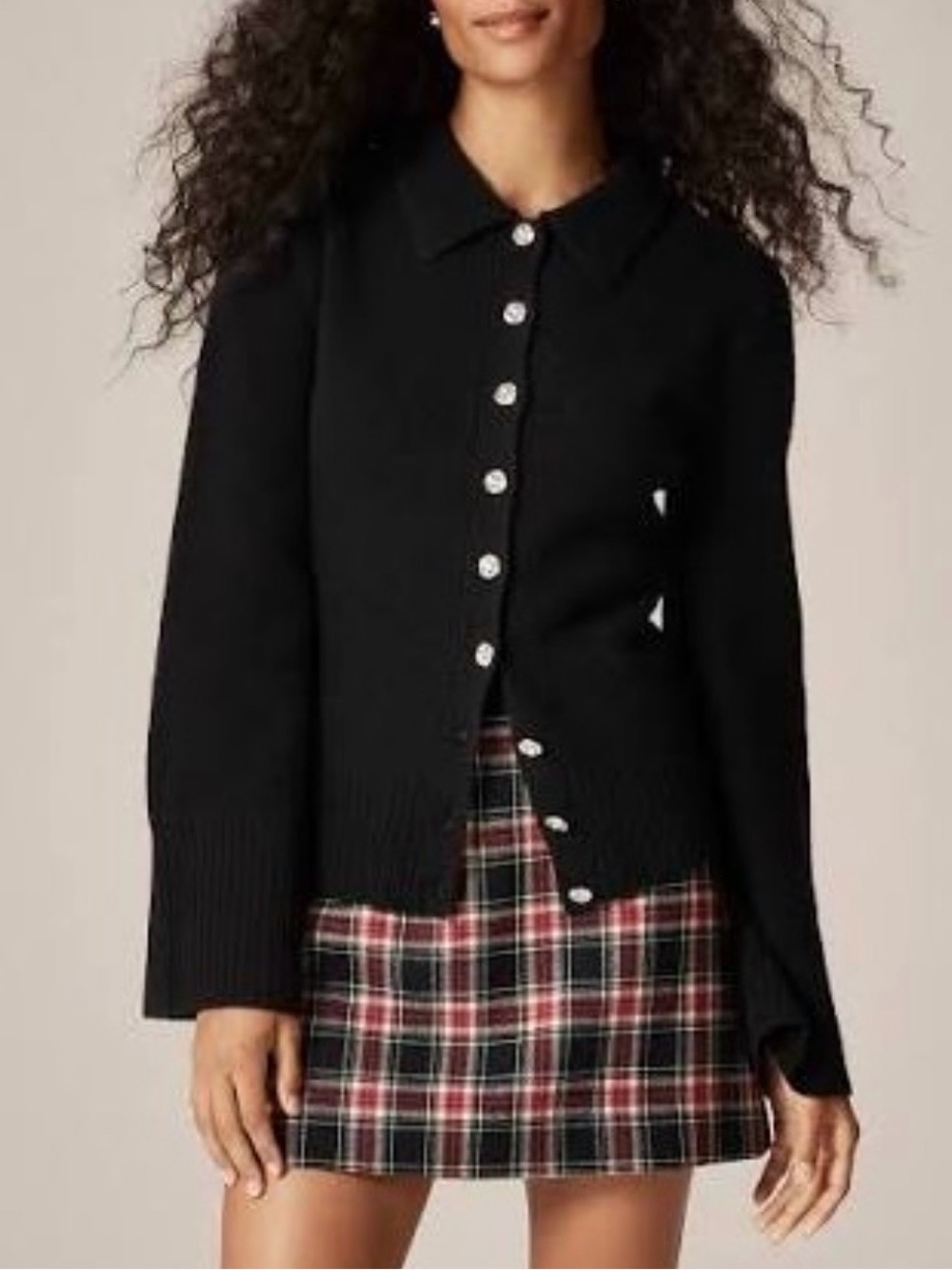 J.Crew NWT Milano stitch 100% Lambs wool cardigan Sweater S Embellished buttons